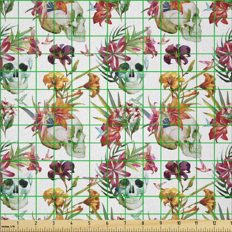 Daerion Lilies Tropical on Skull Fabric