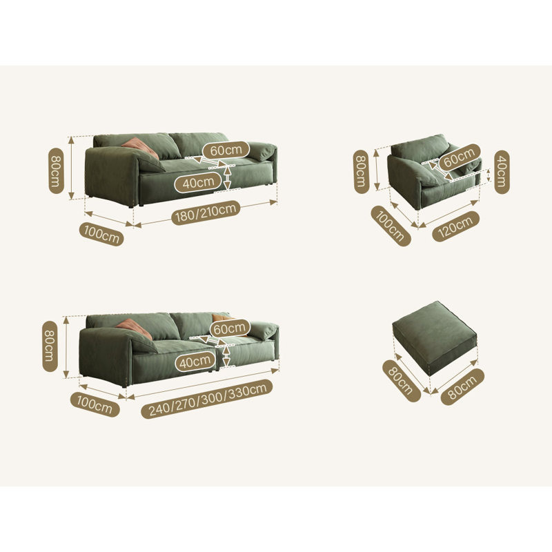 Velvet Sofa, 4-seater 270cm