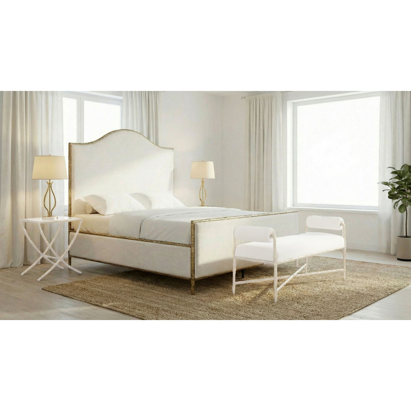 Lit Felix, Beige et or mat, Grand lit