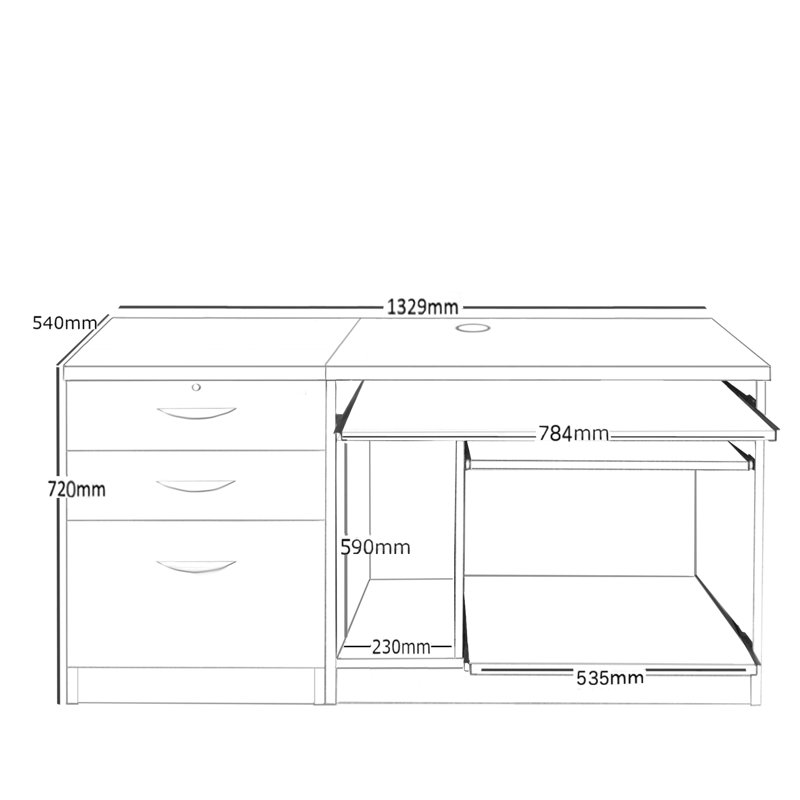 Walshaw Computer Desk, Classic Oak