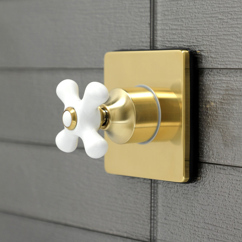 Kingston Brass Single-Handle Wall Mount Three-Way Diverter Valve with Trim Kit, Brushed Brass