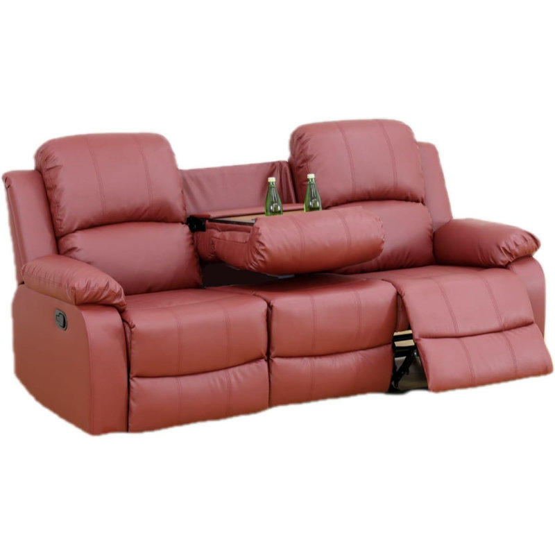 Lysi Faux Leather Recliner, Red Faux Leather