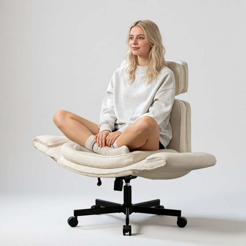 Chaise de bureau à pieds croisés avec accoudoirs réglables, hauteur de siège et appui-tête amovible