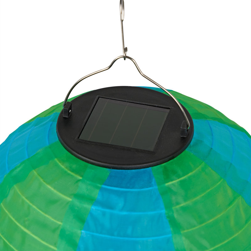 13"H Solar Hot Air Balloon with Flame LED Lights, Green