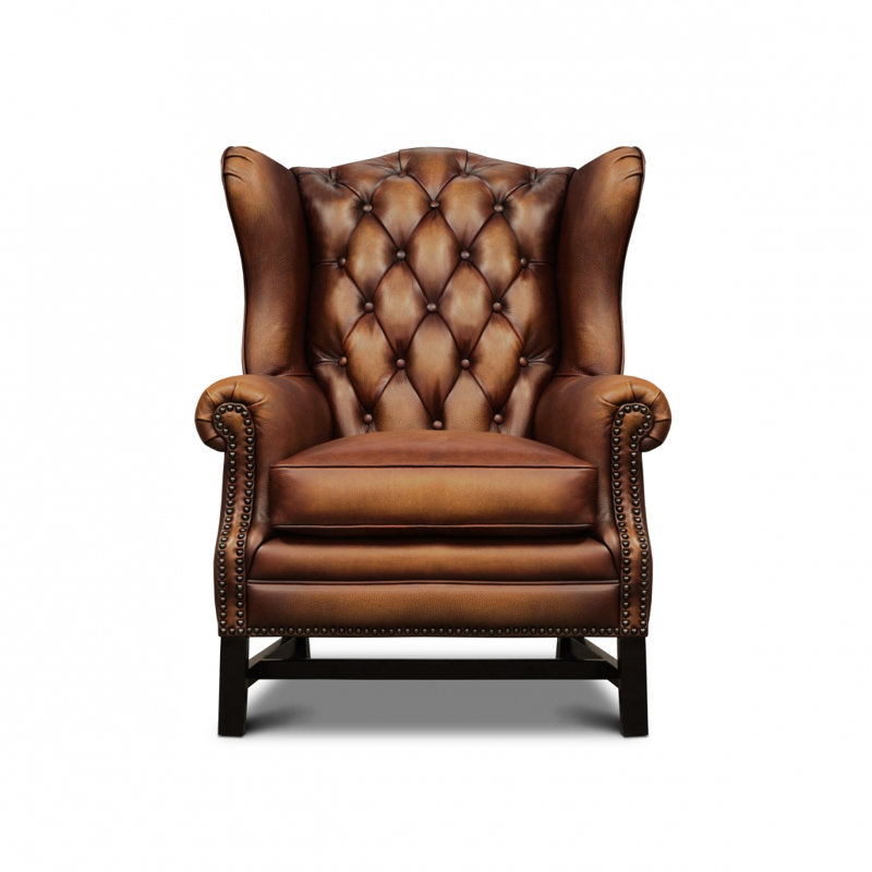 Antoinette Leather Wingback Chair, Nutmeg, Yes, Saddle (Maestro Artisano)