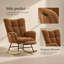Fauteuil à bascule à oreilles brun avec repose-pieds, chaise haute en tissu Teddy avec poche latérale, base en bois massif