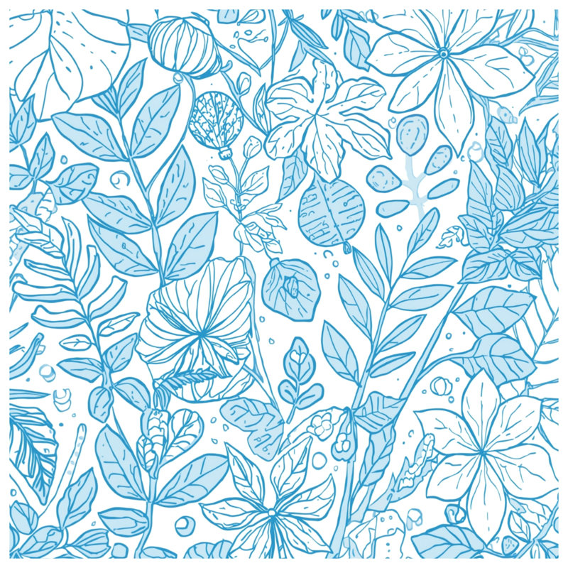 Toile tendue sur toile bleu botanique en plusieurs tailles, 12 x 12 pouces