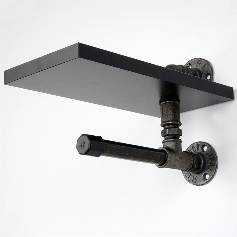 Élégante tablette en tuyau noire de 5,9 po x 11,0 po x 5,9 po | Fabrication 100% bois aggloméré, design durable et moderne | Parfait pour le rangement dans le salon, le bureau ou la cuisine | Solution peu encombrante pour tout décor