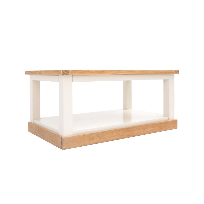 Harden Frame Coffee Table with Storage, Off-White/Pine Top