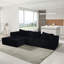 Canapé modulaire à 3 nuages avec méridienne en forme de L, revêtement moderne pour le salon, tissu velours côtelé noir, aucun assemblage requis, siège mi-ferme, style américain, mousse MD, teinture lavable à la machine-787627678