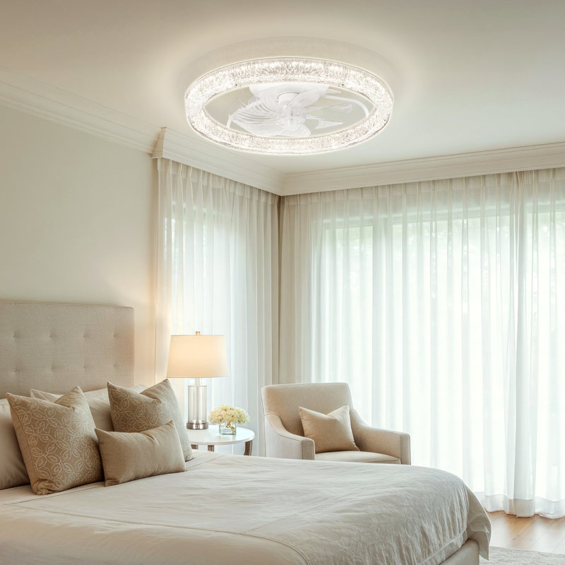 Ventilateur de plafond 20 "avec éclairage pour chambre à coucher, Blanc