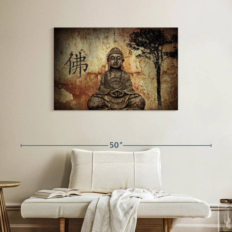 Bouddha croyant, reproduction sur toile, L 26 po x H 39 po