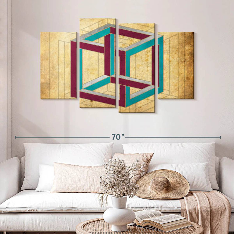 Geometric Cube Illusion, 32" H x 52" W