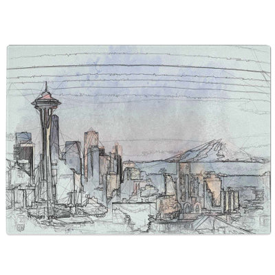 Tempered Glass Seattle Skyline Chopping Board