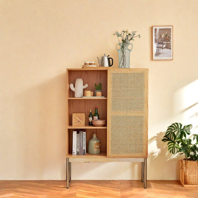 Solid Red Oak Wood Console Cabinet