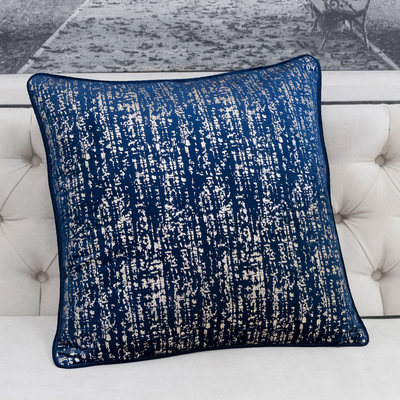  Housse de coussin carré et insert, Bleu, 20 po x 20 po, Polyester
