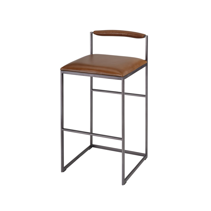 Bradbury Upholstered Bar Stool with Metal Frame, Saddle