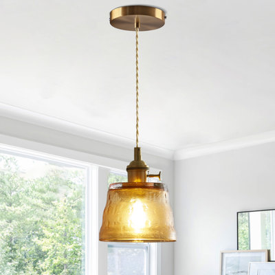 1-Light Vintage Pendant Light Teal Glass Pendant Light Dining Room Light Fixtures Over Table