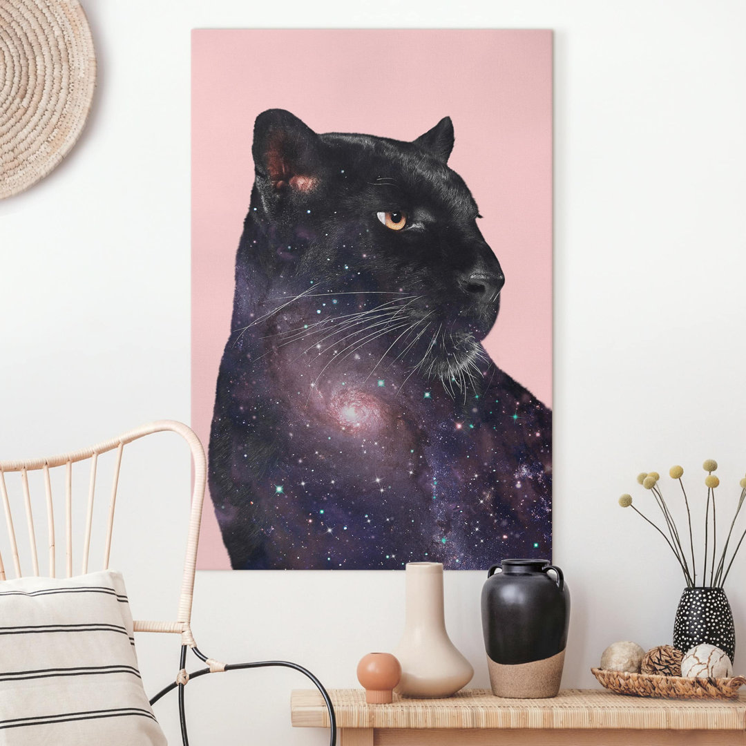 Leinwandbild Panther mit Galaxie von Jonas Loose