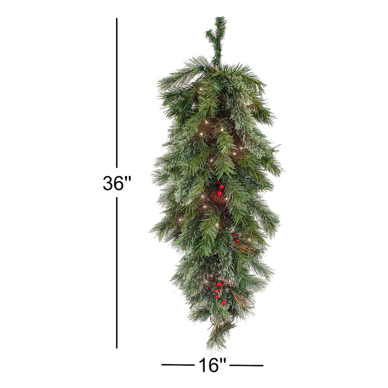 The Holiday Aisle® 36" Glistening Pine Teardrop with LED Lights