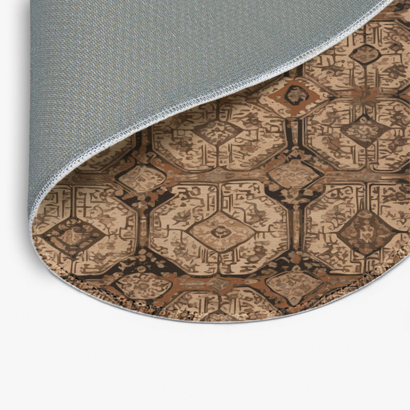 Tapis turc intérieur et extérieur brun, Rond 5 pi