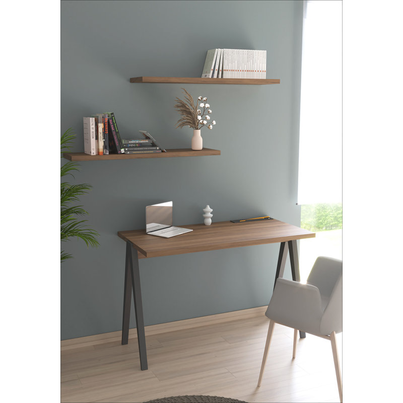 Gundrath Solid Wood Base Writing Desk, Walnut, Graphite