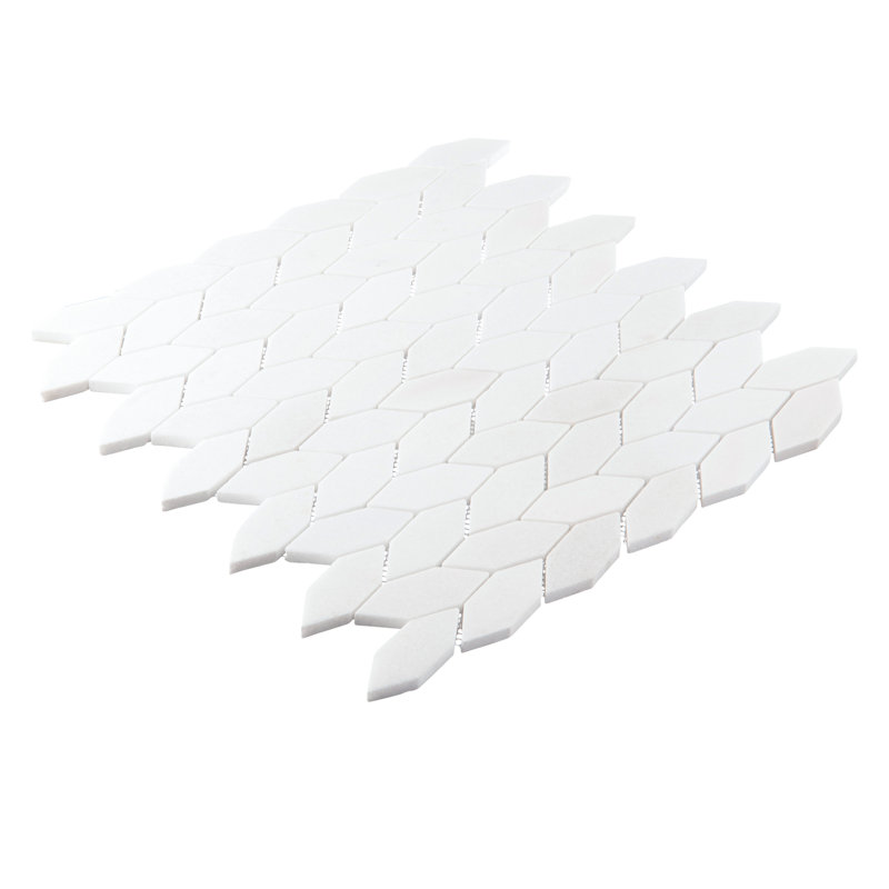 Channing 1-in. x 2.5-in. Elongated Hex Marble Look Polished Natural Stone Wall & Floor Mosaic Tile, Pearl Elongated He