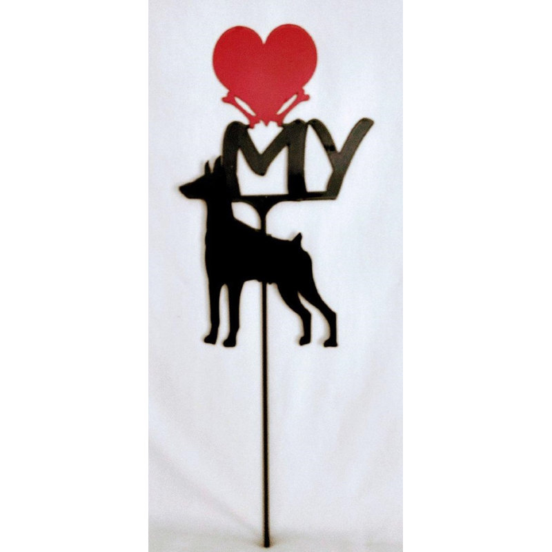 Enseigne de jardin doberman pinscher love my cardiaque Floresville