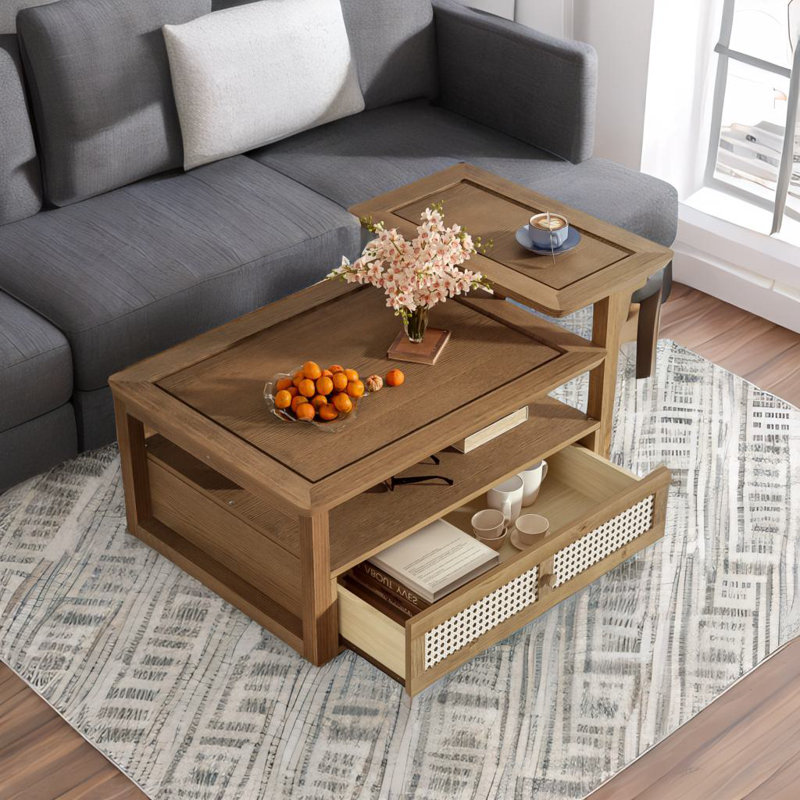 Table basse avec 2 plateaux de table, Brun