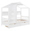 Wooden Twin Size House Bed with 2 Drawers,Kids Bed with Storage Shelf, White-985594860