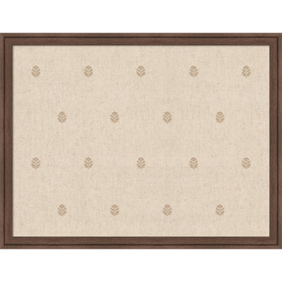 Framed Fabric Magnetic Board Beige Botanical Block Print Printed Linen Bulletin Board