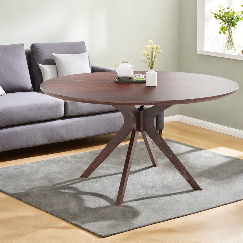 Tables de salle à manger robustes en bois, rondes 47,2 po pour 4-6, base en X rustique