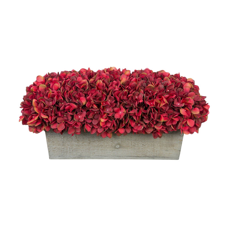 Arrangement d'hortensias bourgogne en tissu synthétique en pot, Bourgogne, Noir