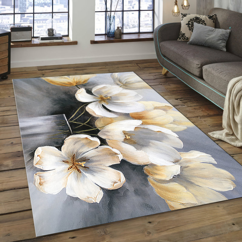 Stylish With Pile Soft Printed Rug Featuring an Intricate Geometric Pattern for an Elegant Touch to Your Living Room or Bedroom Decor