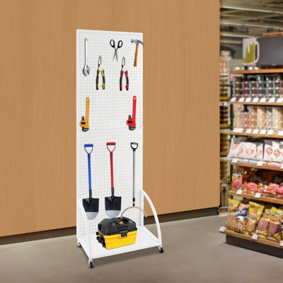 Pegboard Display Stand, Merchandise Display Rack, Retail Pegboard Rack, White