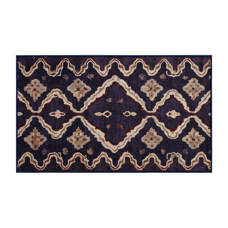 Tapis mauve soyeux et moelleux, Rectangulaire 3 pi x 5 pi