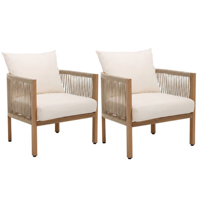 Ensemble de 2 chaises d'appoint d'extérieur en rotin