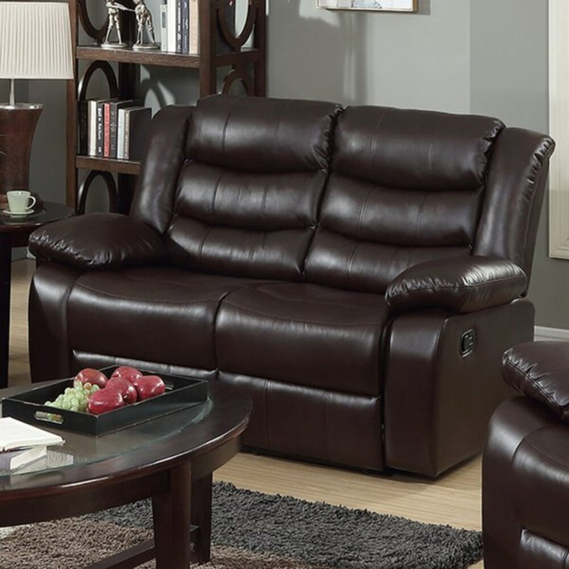 Amarien 56'' Faux Leather Reclining Loveseat, Espresso Faux Leather