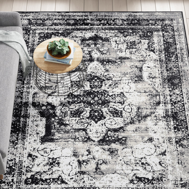 Tapis oriental Brandt, Rectangle 7 pi 10 po x 10 pi, Noir, noir, noir, noir