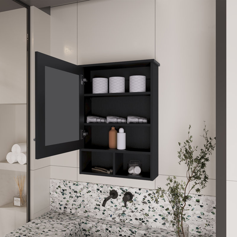 Armoire à pharmacie Gibson, salle de bain, Noir mat