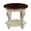 Table de bout ronde de 22 po avec tablette en bois massif et beige, assemblage facile, placage à chaud, coins arrondis sécuritaires à deux tons pour le salon, tablette en bois, à assembler, sécurisée