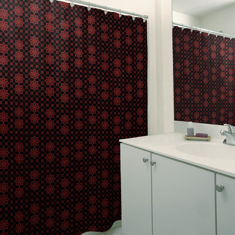 Katelyn Elizabeth Floral Shower Curtain, Red/Black