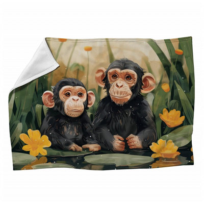 Jeté polaire Two chimpanzees - Jetés primates pour canapés ou lits
