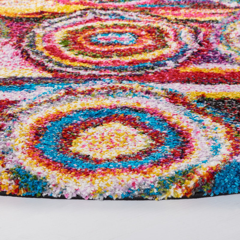 Gleno Performance Geometric Rug, Round 6'7"