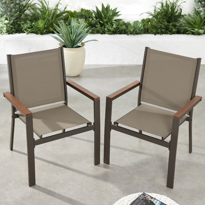 Ebern Designs Set Of 2 PVC-coated polyester Chairs, Steel Conversation Accent Furniture W/ Armrests