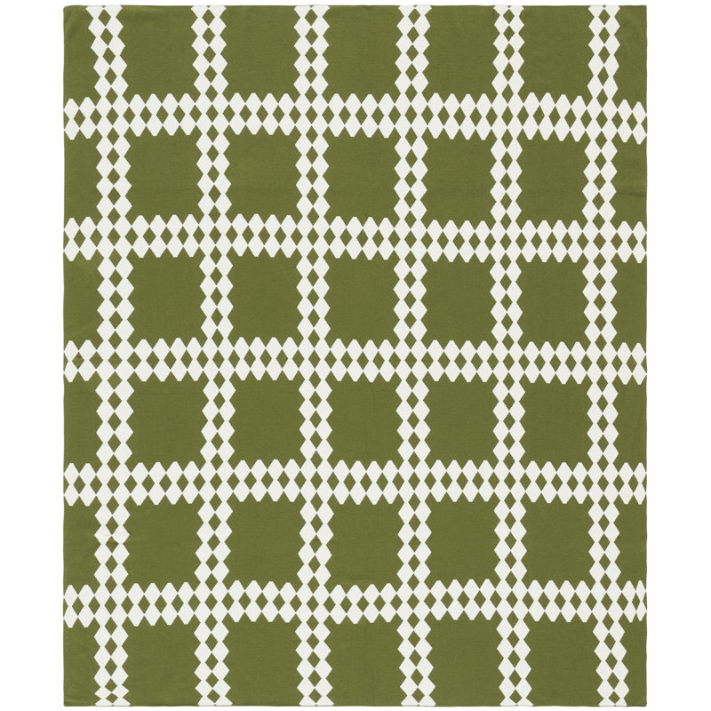 Jeté 50x60, Olive / Ivoire