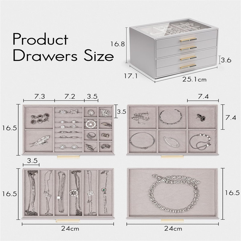 Royza Jewellery Box +, Gray