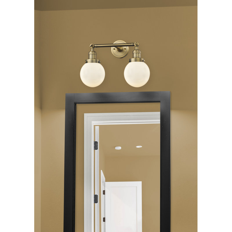 Clementina 2 - Light Dimmable Vanity Light, 6 Watt Vinage LED Bulb, Matte White Cased, Brushed Brass
