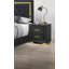 Glamorous 1Pc Modern Glam Style 2-Drawer Nightstand Black Gold Finish Gold-Coloured Hardware Bedroom Furniture