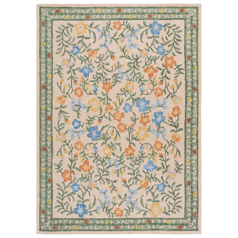 Martha Stewart 3856 Hand Tufted 85% Wool; 15% Cotton Floral Rug, Rectangle 3' x 5'